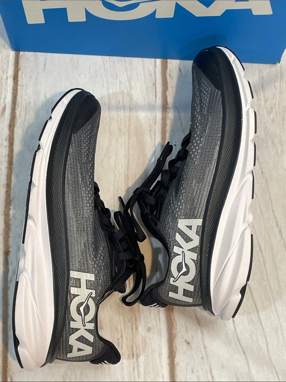 NEW Hoka Clifton 9 Youth 4 Sneakers Gray Black Running Shoes Boys Girls NIB
